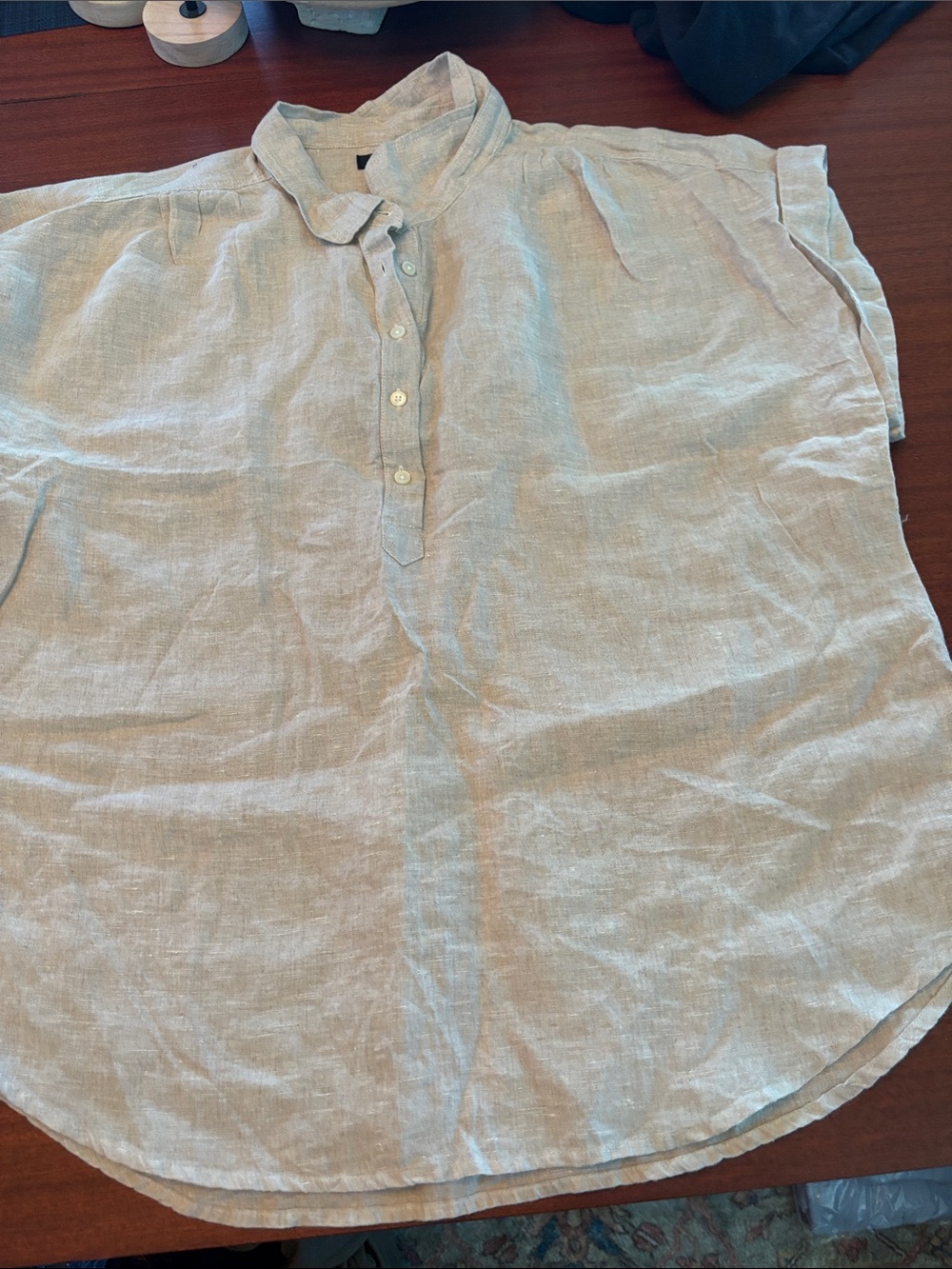 J. Crew Natural Beige Linen Button-Front Shirt